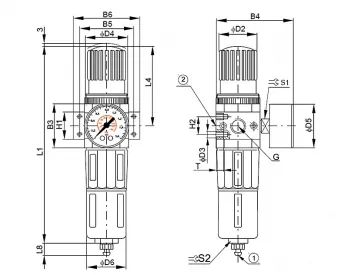 Filtroreduktor G1/2", 0.5-12 bar, 5 um